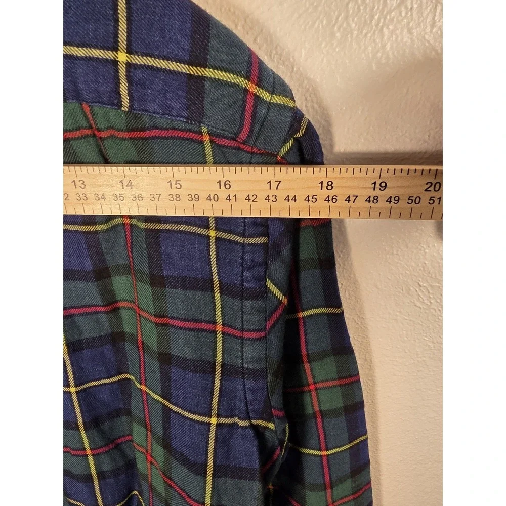 Polo Ralph Lauren Classic Fit Blue Green Plaid Button-Up Long Sleeve Mens Medium